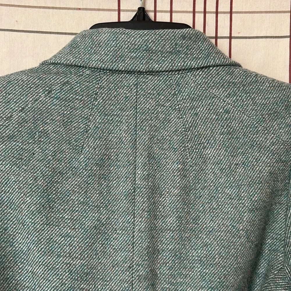 Talbots Petites Wool Blend Tweed Blazer Academia Office Preppy Festive Green 4P - Picture 8 of 14